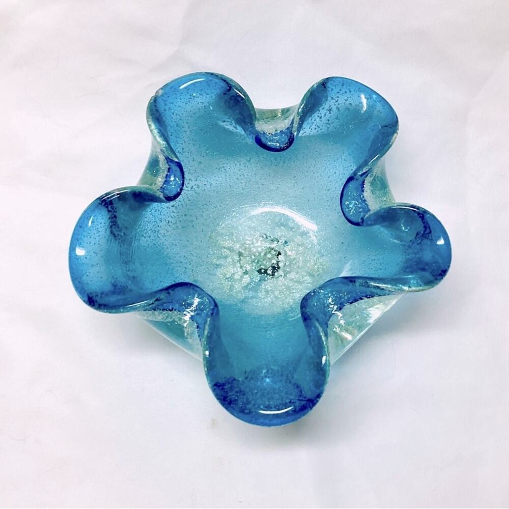 Handblown Art Glass Blue Ashtray MCM ARDCO